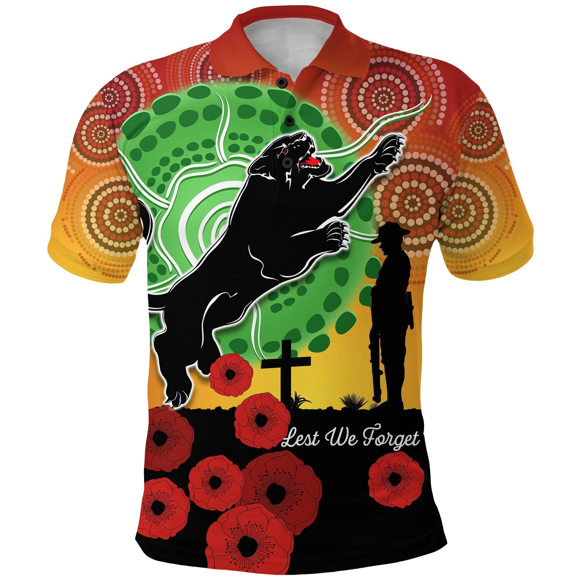 custom-personalised-panthers-anzac-day-polo-shirt-mix-indigenous-lest-we-forget