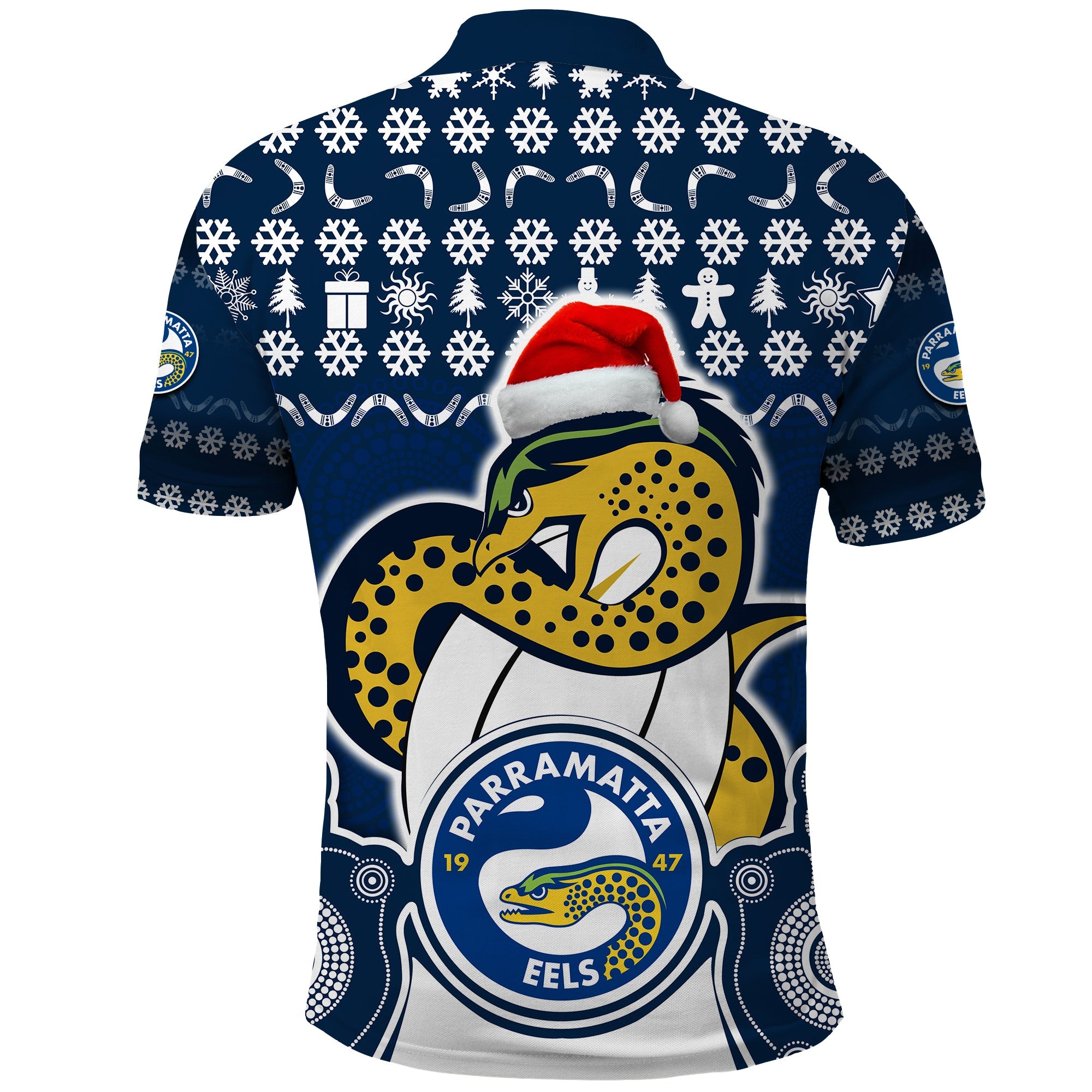 parramatta-eels-christmas-vibe-with-aboriginal-dot-panting-style-polo-shirt