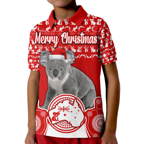 custom-personalised-australian-koala-christmas-vibe-with-aboriginal-dot-painting-style-no2-polo-shirt