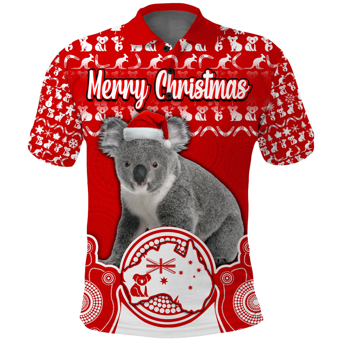 custom-personalised-australian-koala-christmas-vibe-with-aboriginal-dot-painting-style-no2-polo-shirt