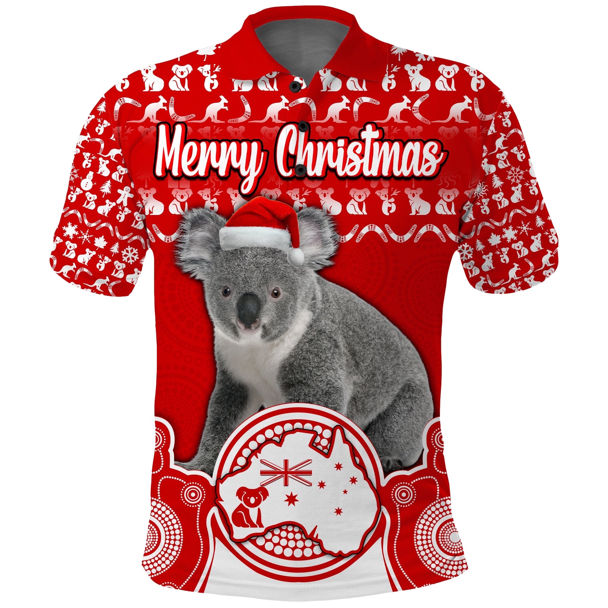custom-personalised-australian-koala-christmas-vibe-with-aboriginal-dot-painting-style-no2-polo-shirt