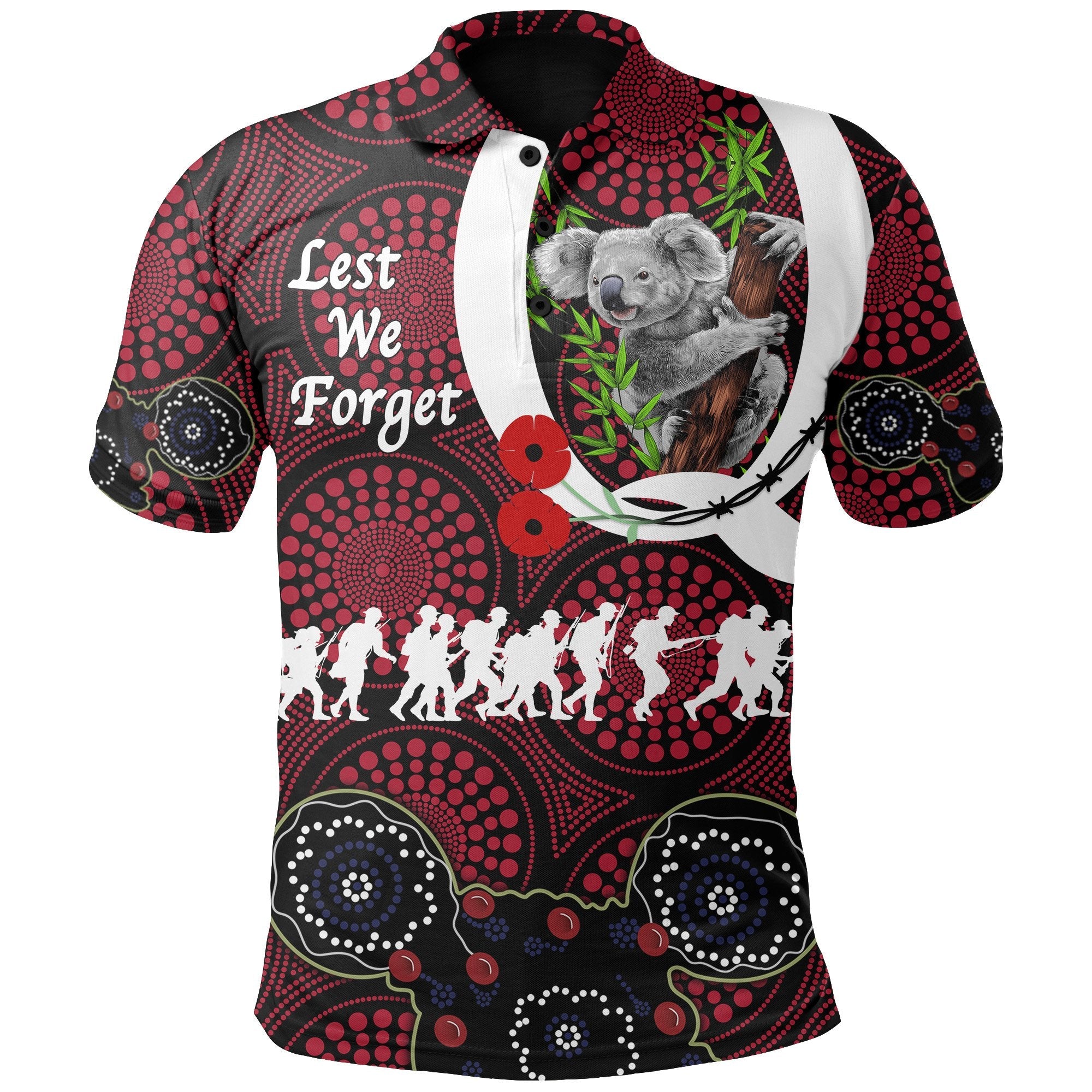 australia-polo-shirt-queensland-reds-rugby-lest-we-forget-koala