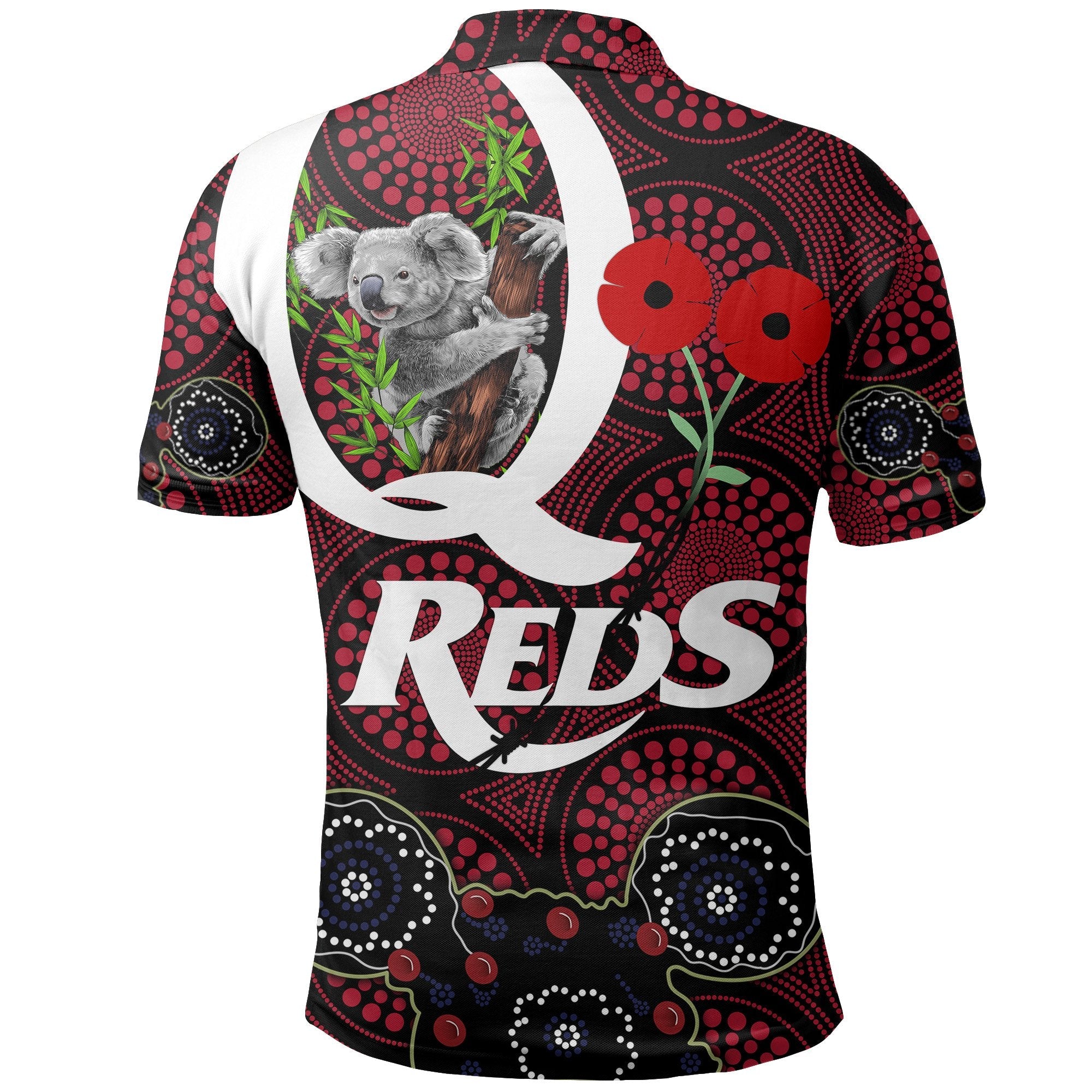 australia-polo-shirt-queensland-reds-rugby-lest-we-forget-koala