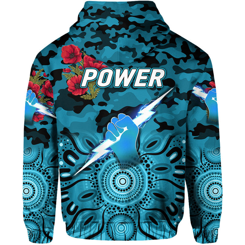 Port Adelaide Power ANZAC Zip Up And Pullover Hoodie Indigenous Vibes LT8