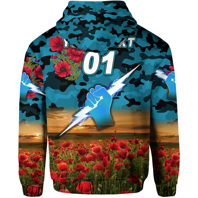 (Custom Personalised) Port Adelaide Power ANZAC Zip Up And Pullover Hoodie Poppy Vibes LT8