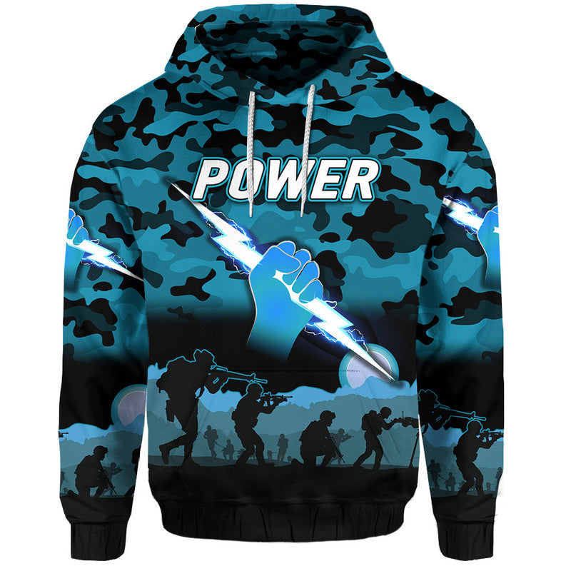 (Custom Personalised) Port Adelaide Power ANZAC Zip Up And Pullover Hoodie Simple Style LT8