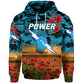 (Custom Personalised) Port Adelaide Power ANZAC Zip Up And Pullover Hoodie Poppy Vibes LT8
