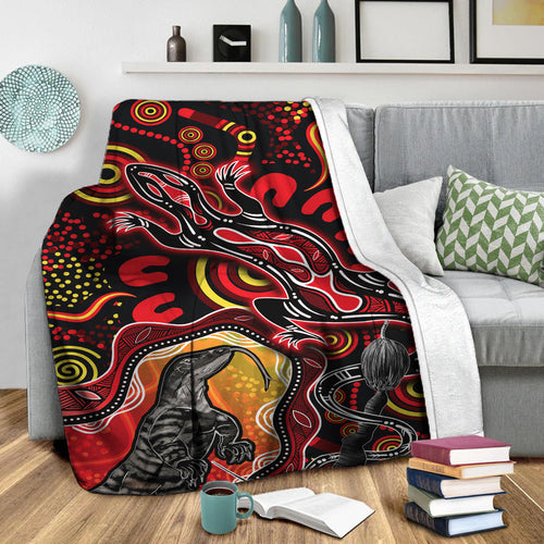aboriginal-lizard-premium-blanket-red-color