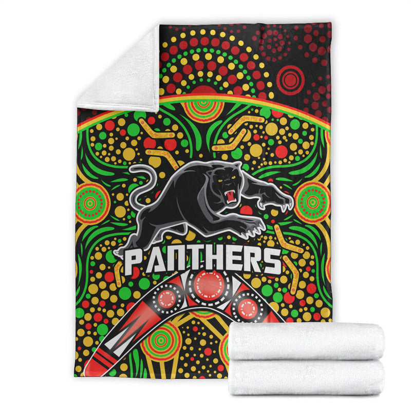 panthers-rugby-premium-blanket-boomerang-indigenous-dots