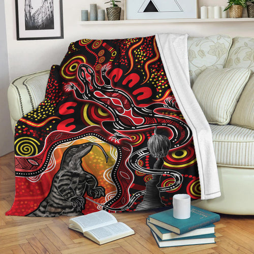 aboriginal-lizard-premium-blanket-red-color