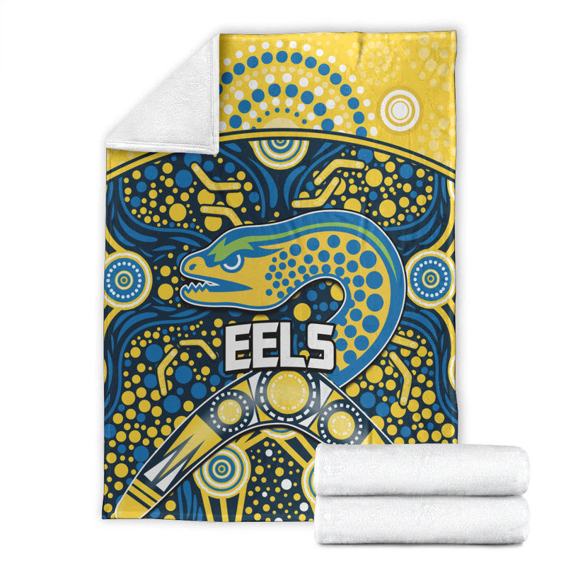 parramatta-eels-rugby-premium-blanket-boomerang-indigenous-dots