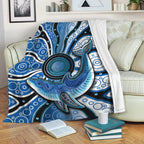 aboriginal-dolphins-premium-blanket-blue-sea
