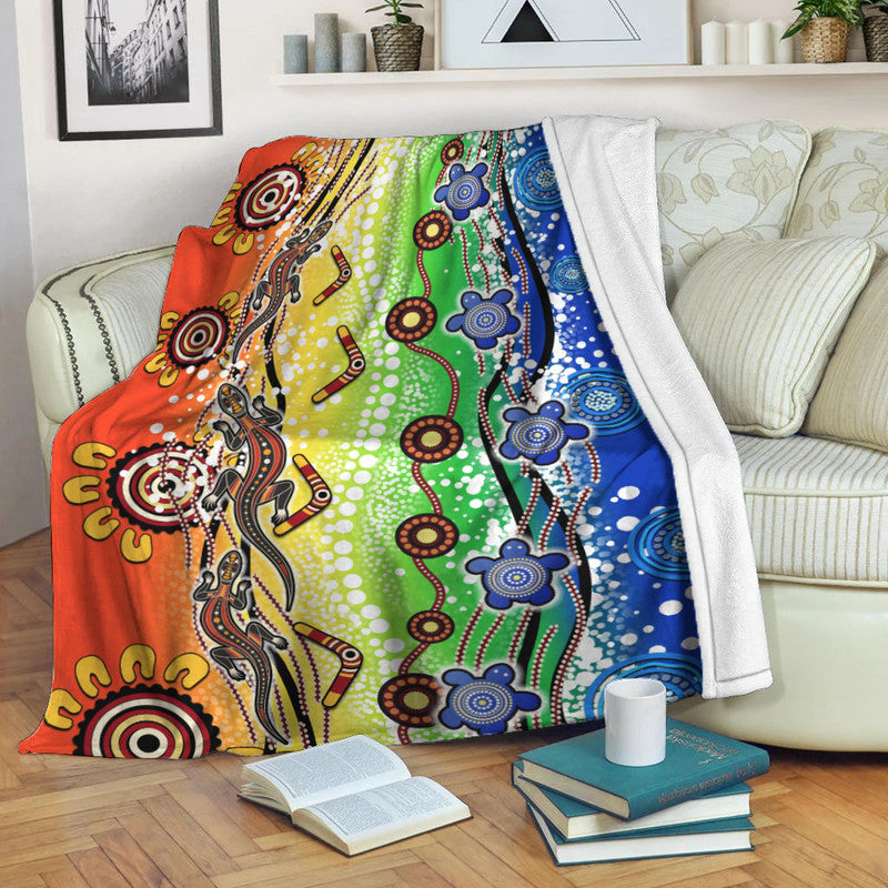 naidoc-aboriginal-lizard-and-turtle-premium-blanket