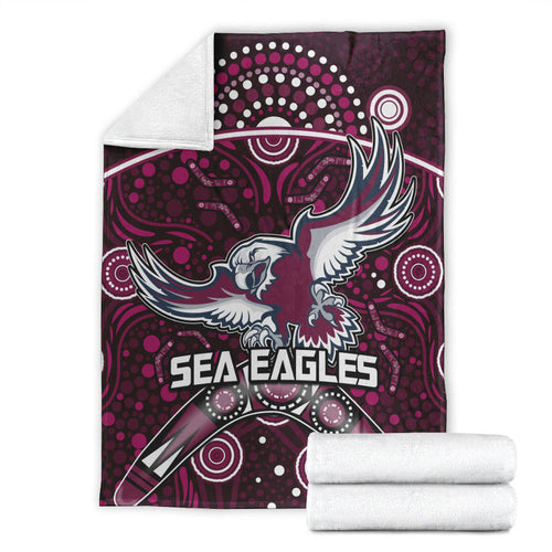 sea-eagles-rugby-premium-blanket-boomerang-indigenous-dots
