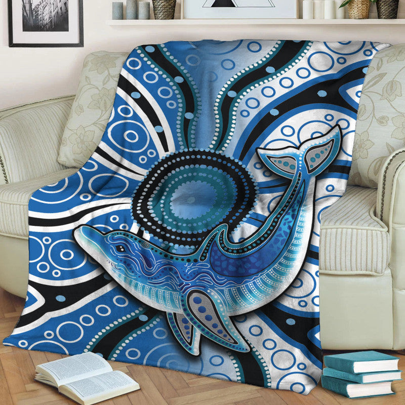 aboriginal-dolphins-premium-blanket-blue-sea
