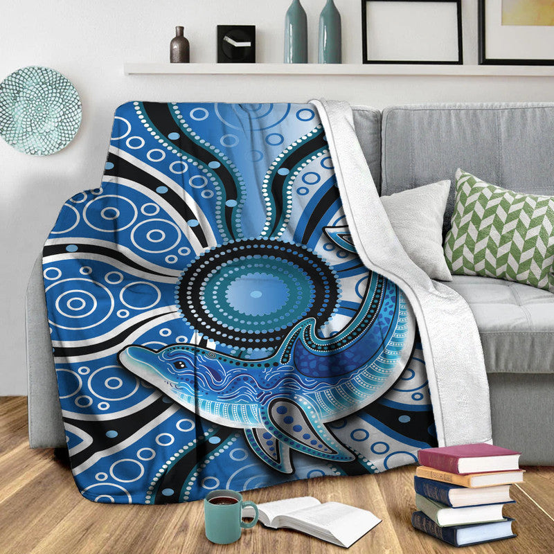 aboriginal-dolphins-premium-blanket-blue-sea