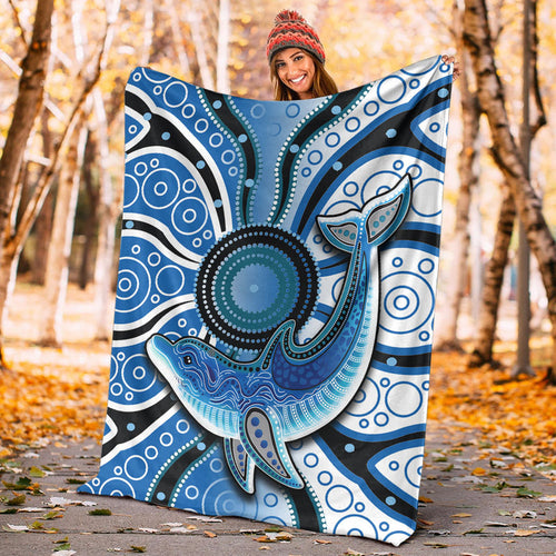 aboriginal-dolphins-premium-blanket-blue-sea