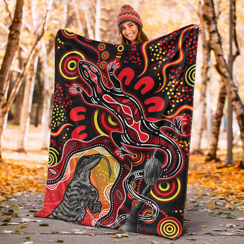 aboriginal-lizard-premium-blanket-red-color