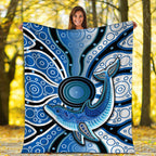 aboriginal-dolphins-premium-blanket-blue-sea