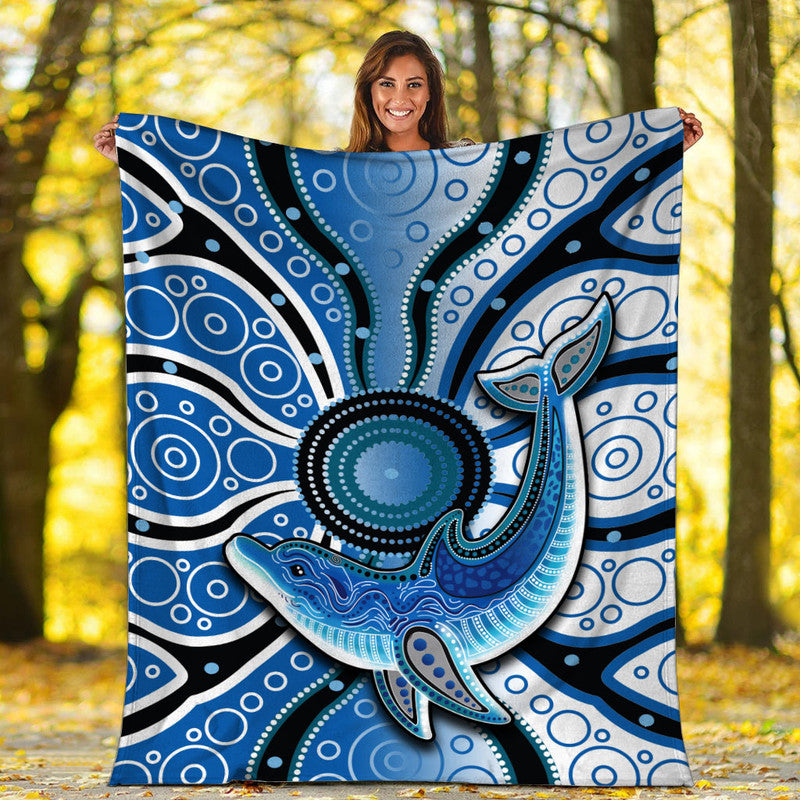 aboriginal-dolphins-premium-blanket-blue-sea