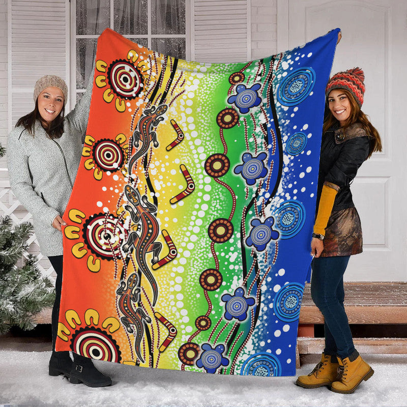 naidoc-aboriginal-lizard-and-turtle-premium-blanket