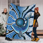 aboriginal-dolphins-premium-blanket-blue-sea