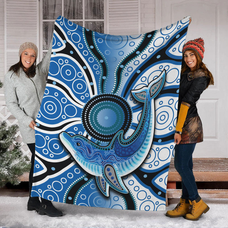 aboriginal-dolphins-premium-blanket-blue-sea