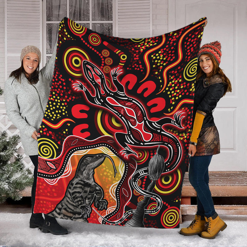 aboriginal-lizard-premium-blanket-red-color