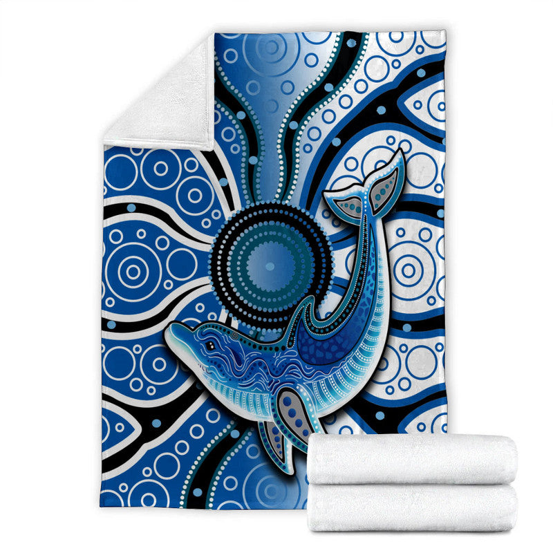 aboriginal-dolphins-premium-blanket-blue-sea