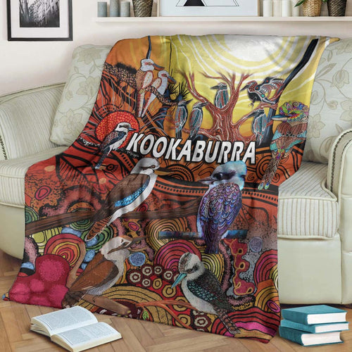 australia-kookaburra-dreaming-aboriginal-arty-style-premium-blanket