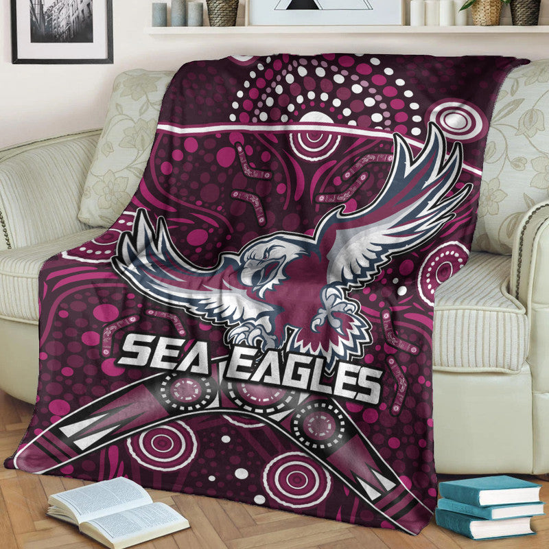 sea-eagles-rugby-premium-blanket-boomerang-indigenous-dots