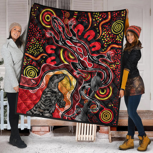 aboriginal-lizard-premium-quilt-red-color