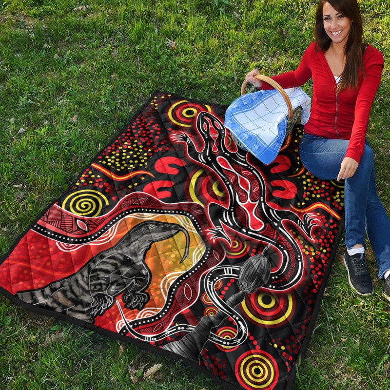 aboriginal-lizard-premium-quilt-red-color
