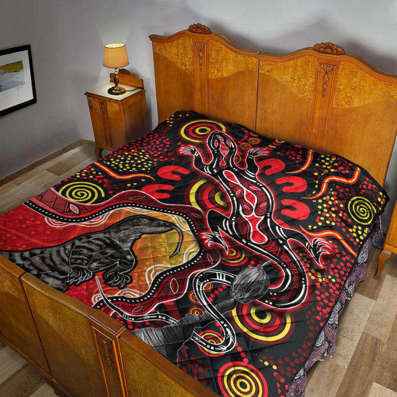 aboriginal-lizard-premium-quilt-red-color