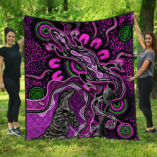 aboriginal-lizard-premium-quilt-pink-color