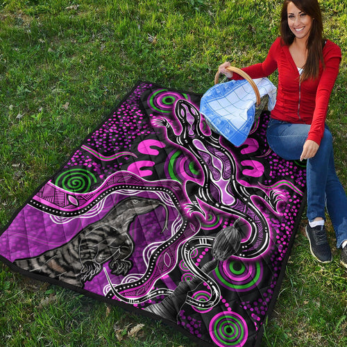 aboriginal-lizard-premium-quilt-pink-color