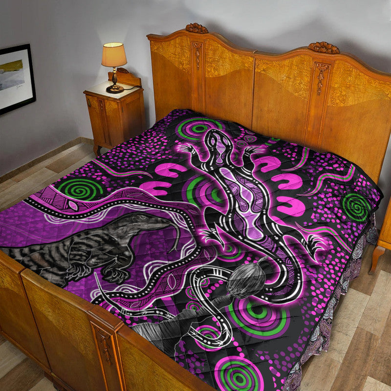 aboriginal-lizard-premium-quilt-pink-color
