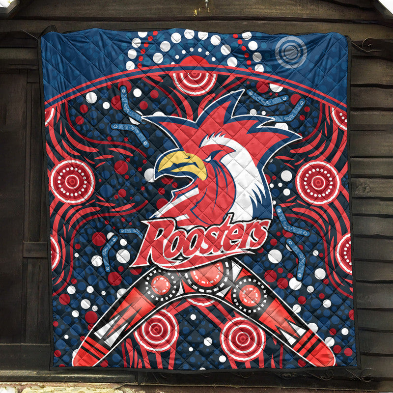 roosters-rugby-premium-blanket-boomerang-indigenous-dots