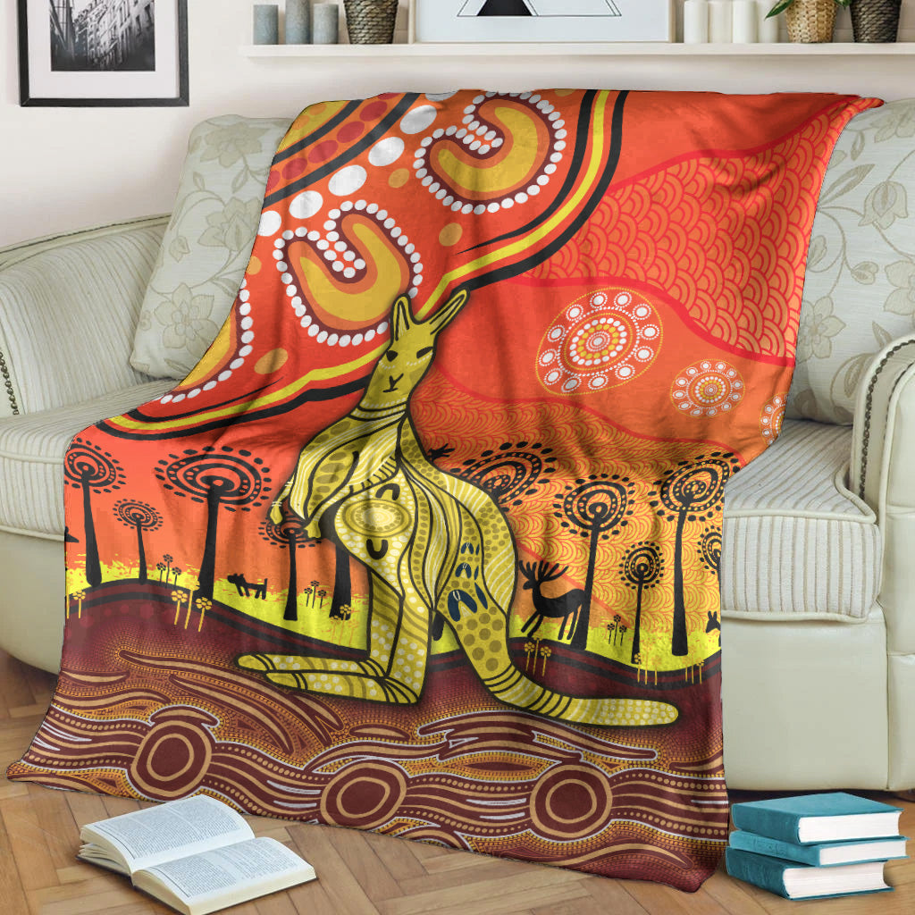 aboriginal-art-kangaroo-premium-blanket-indigenous-unique-vibes-orange