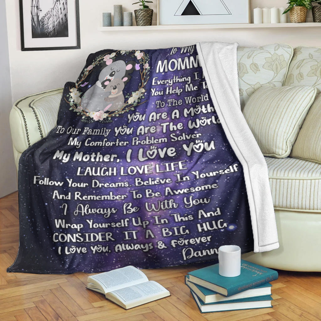 (Custom Personalised) You Are The World Premium Blanket Australia Koala Mom And Baby Galaxy Vibes - Mother's Day Gift, Gift For Mom LT8