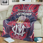 melbourne-demons-indigenous-premium-blanket-football-2021-premiers-trophy