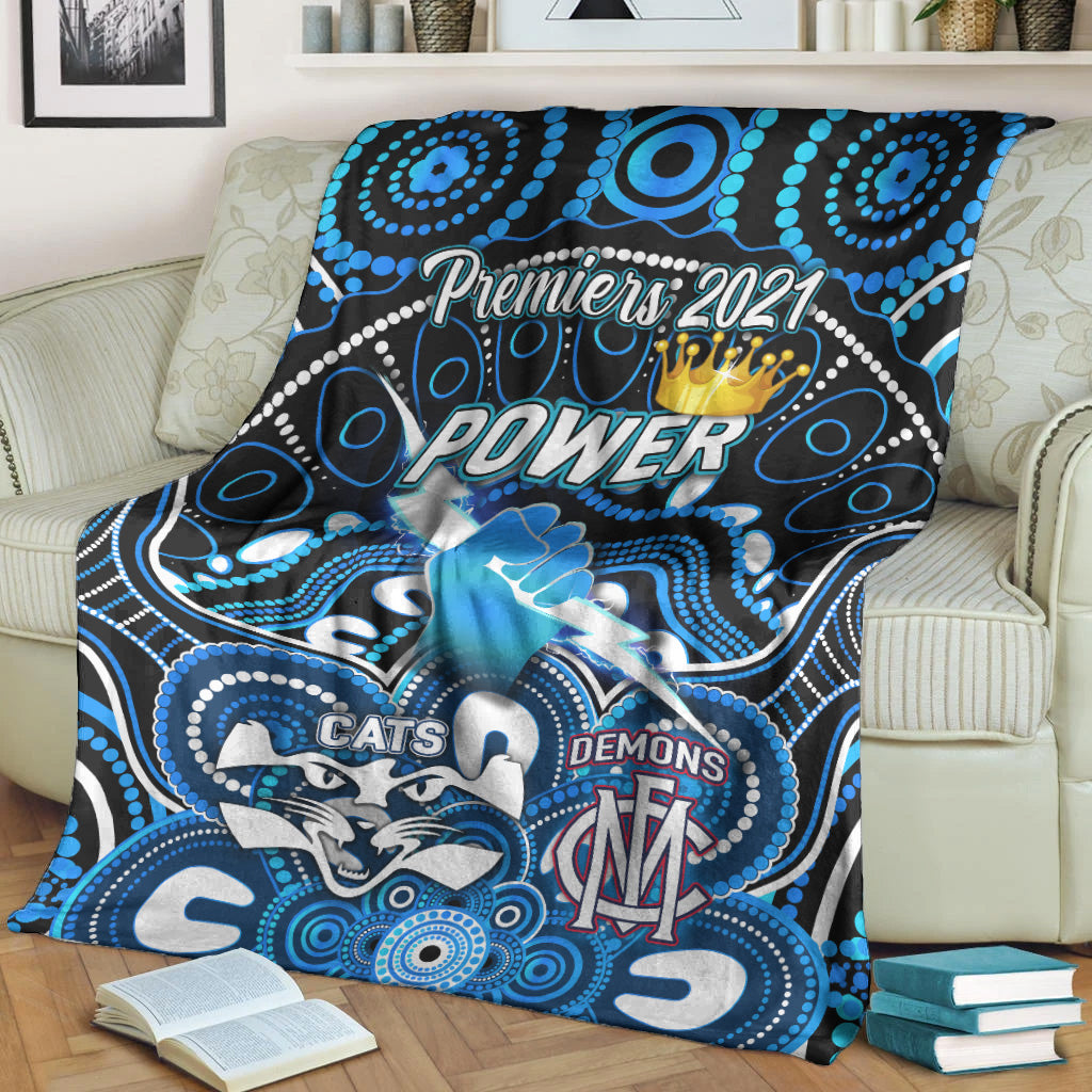 port-adelaide-power-indigenous-premium-blanket-football-2021-premiers-the-king