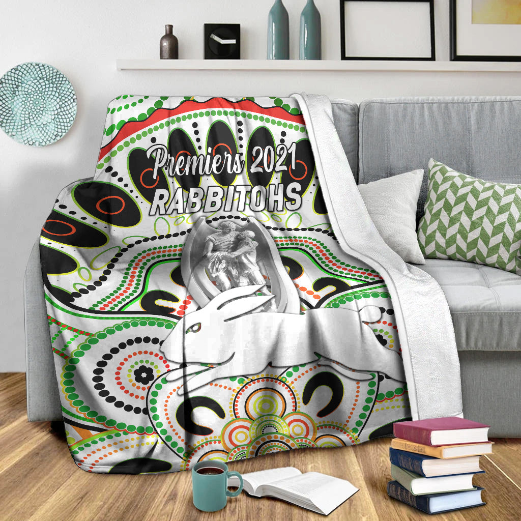 south-sydney-rabbitohs-premium-blanket-2021-indigenous-premiers-trophy-white