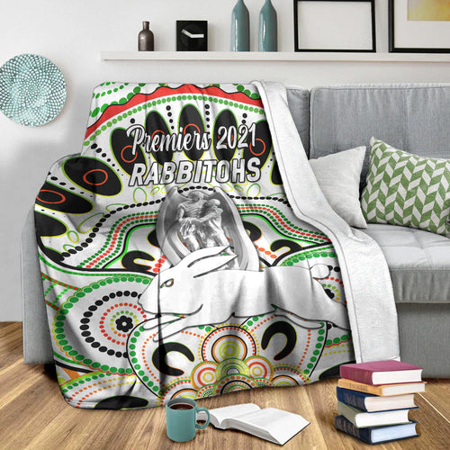 south-sydney-rabbitohs-premium-blanket-2021-indigenous-premiers-trophy-white