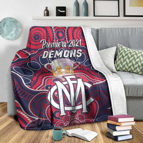 melbourne-demons-indigenous-premium-blanket-football-2021-premiers-trophy