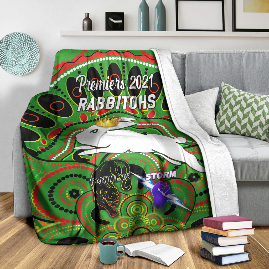 south-sydney-rabbitohs-premium-blanket-2021-indigenous-premiers-the-king-green