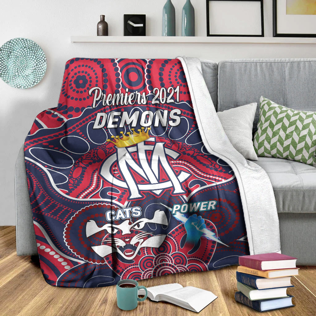 melbourne-demons-indigenous-premium-blanket-football-2021-premiers-the-king