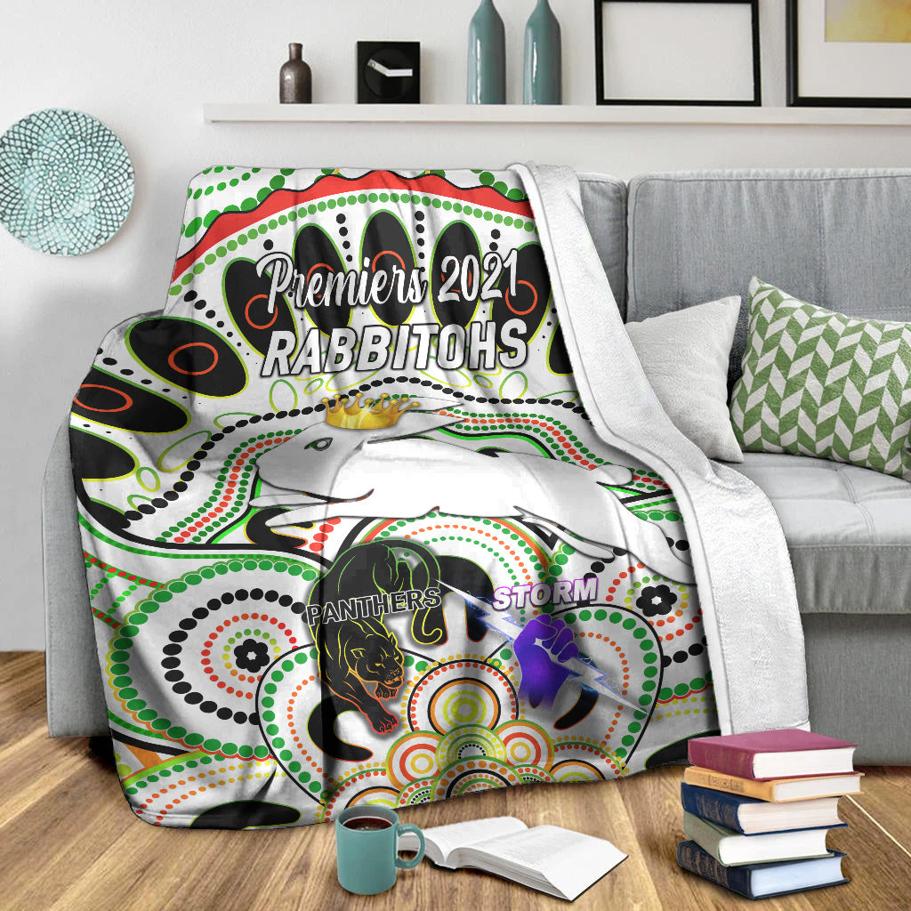 south-sydney-rabbitohs-premium-blanket-2021-indigenous-premiers-the-king-white