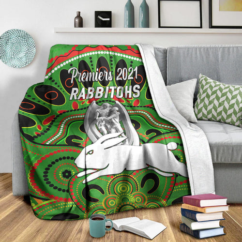 south-sydney-rabbitohs-premium-blanket-2021-indigenous-premiers-trophy-green