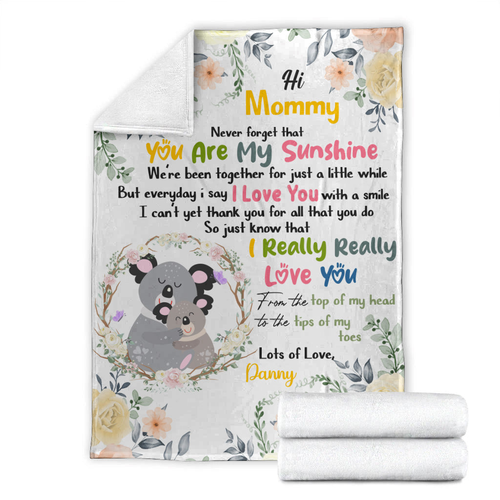 (Custom Personalised) You Are My Sunshine Premium Blanket Australia Koala Mom And Baby - Mother's Day Gift, Gift For Mom LT8